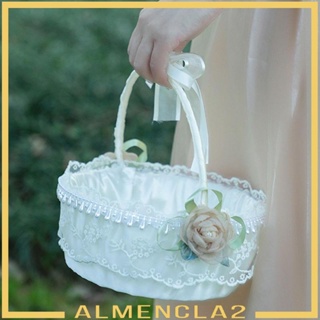 [Almencla2] ตะกร้าดอกไม้ สีขาว หรูหรา สําหรับงานแต่งงาน