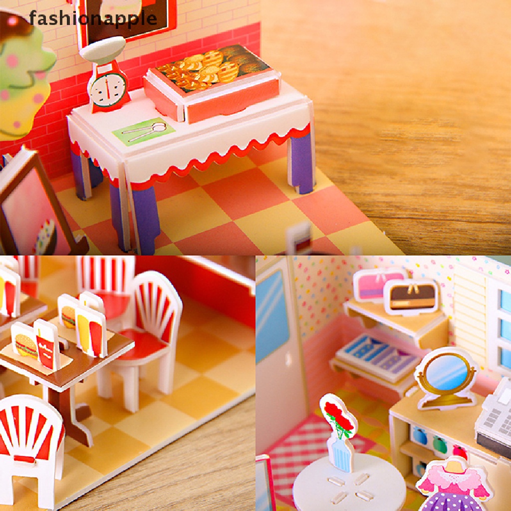 fashionapple-โมเดลบ้านตุ๊กตากระดาษ-3d-diy-พร้อมเฟอร์นิเจอร์-ของเล่นสําหรับเด็ก