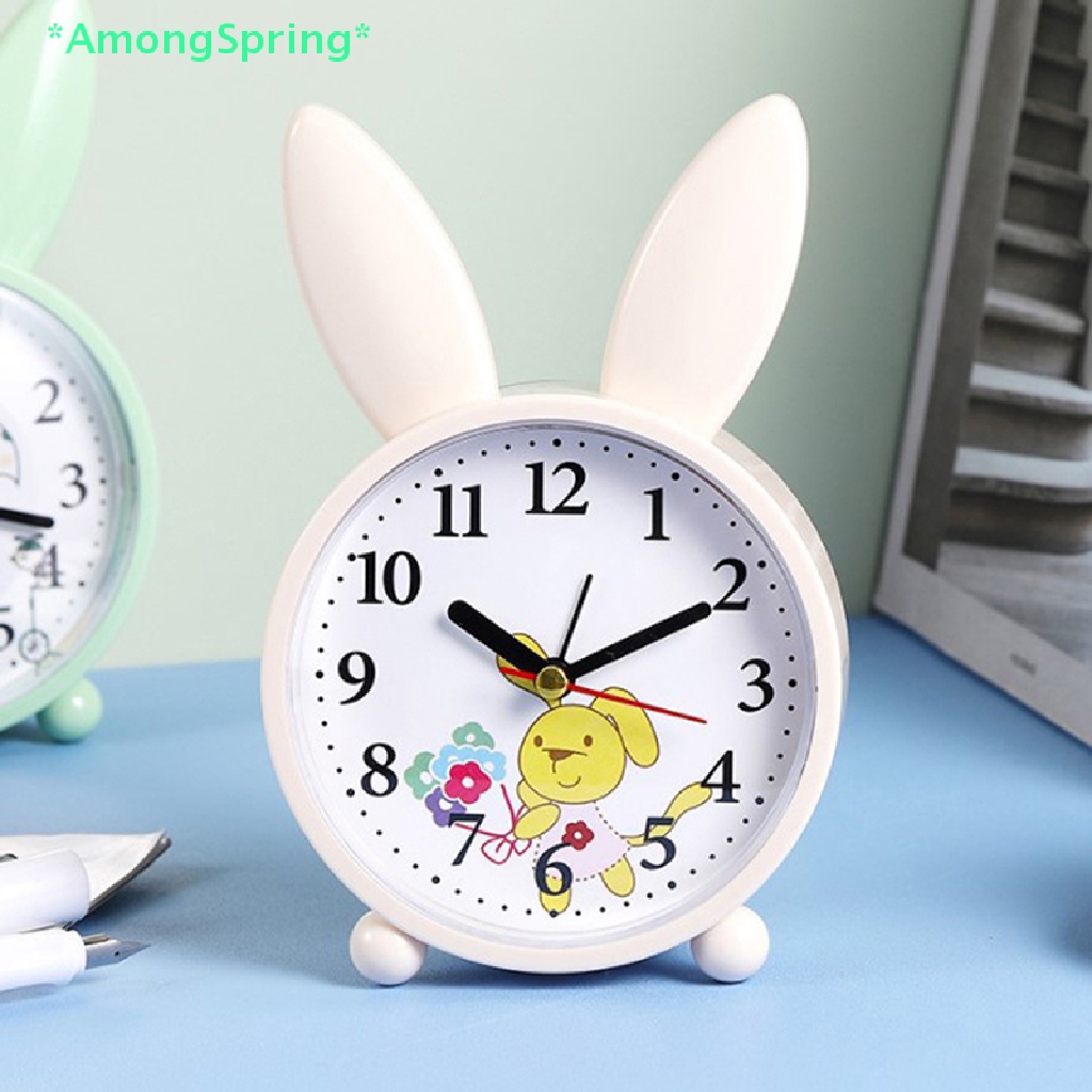 amongspring-gt-นาฬิกาปลุก-ลายการ์ตูนกระต่าย-ไร้เสียง-ขนาดเล็ก-เรียบง่าย-สําหรับตกแต่งห้องนอน-ข้างเตียง-นักเรียน-ของขวัญ
