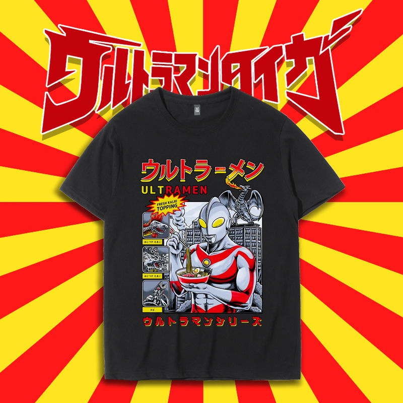 popular-qzรุ่นแรก-tiga-ultraman-เสื้อยืด-little-monster-ญี่ปุ่น-spoof-retro-ins-tide-ยี่ห้อ-joint-หลวมผ้าฝ้ายแขนสั้นผู้ช