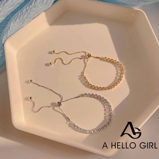 ภาพหน้าปกสินค้าA HELLO GIRL เครื่องประดับ สร้อยข้อมือ กําไลข้อมือ ประดับเพชร และพลอยเทียม สามารถปรับได้ เหมาะกับของขวัญ แฟชั่นเรียบง่าย สําหรับผู้หญิง ที่เกี่ยวข้อง