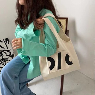 💙 ขายร้อน 💕 Canvas Totes วิทยาลัยสไตล์ป่ากระเป๋าผ้าใบไหล่เดียวความจุขนาดใหญ่