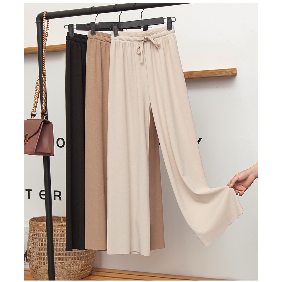 กางเกงขายาวผู้หญิง-แฟชั่น-ทรงหลวมเอวสูง-กางเกงขากว้าง-สวยๆสไตล์เกาหลี-kk007