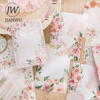 Jianwu แผ่นกระดาษโน้ต ลายดอกไม้ สีน้ํา หลากสี สร้างสรรค์ สําหรับตกแต่งเครื่องเขียน DIY 60 แผ่น
