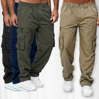 ภาพหน้าปกสินค้ากางเกง กางเกงผู้ชาย กางเกงยืด กระเป๋าหลาย เอวยางยืด กางเกงกีฬาสบาย ๆ ทำงานกลางแจ้ง ที่เกี่ยวข้อง