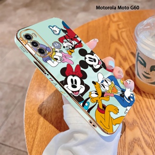 สําหรับ Motorola Moto G10 G22 G30 G50 5G G52 G60 G40 เคสโทรศัพท์มือถือ แบบนิ่ม ขอบสี่เหลี่ยม ลายมิกกี้ เมาส์ หรูหรา