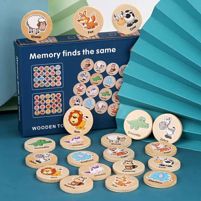 ไม้หน่วยความจำหมากรุกหาเกมเดียวกัน-ของเล่นปริศนา-montessori-สำหรับเด็ก-การฝึกอบรมความเข้มข้นของหน่วยความจำ