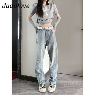 DaDulove💕 New American Ins High Street Star Pattern Jeans High Waist Loose Wide Leg Pants Large Size Trousers
