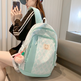 【พร้อมส่ง】กระเป๋าเป้สะพายหลัง กระเป๋านักเรียน จุของได้เยอะ สีตัดกัน สไตล์ญี่ปุ่น สําหรับผู้หญิง