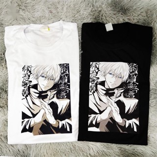 อนิเมะ Jujutsu Kaisen อนิเมะเสื้อยืด สีดำ-ขาว เสื้อ Satoru Gojo เกม