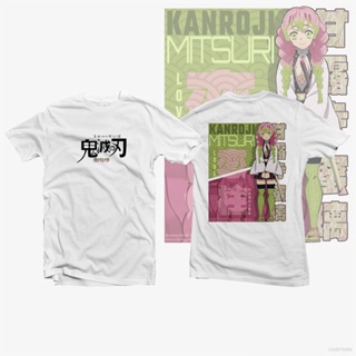 S-5XL เสื้อยืดแขนสั้นSam Anime T-shirt Demon Slayer - Kanroji Mitsuri Unsiex Top Short Sleeve Kimetsu no Yaiba Tee Shirt