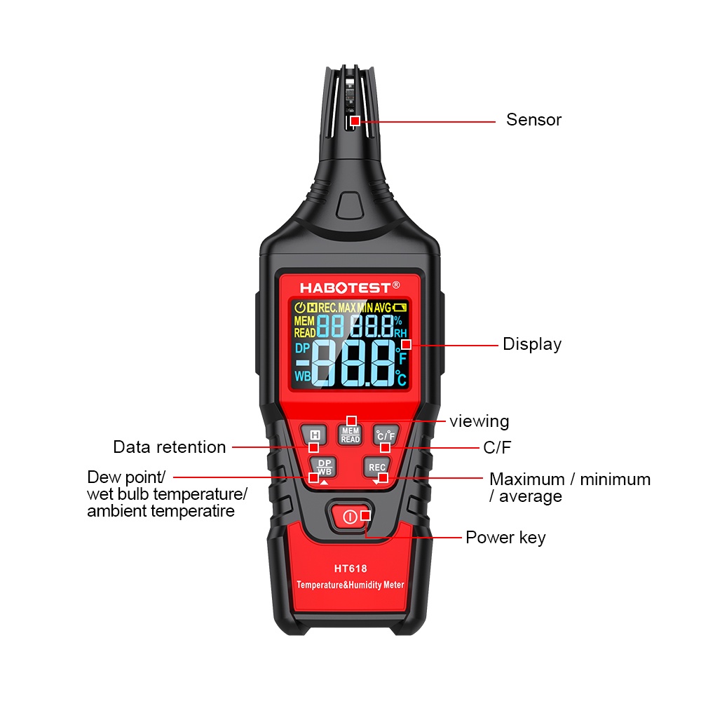 habotest-ht618-เครื่องวัดอุณหภูมิและความชื้น-แบบดิจิทัล-ในร่ม-กลางแจ้ง