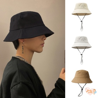 หมวกชาวประมง สีพื้น สําหรับผู้ชาย และผู้หญิง สไตล์ญี่ปุ่น ย้อนยุค ลําลอง ปีกใหญ่ หมวก (ถอดออกได้ พร้อมเชือกลม)