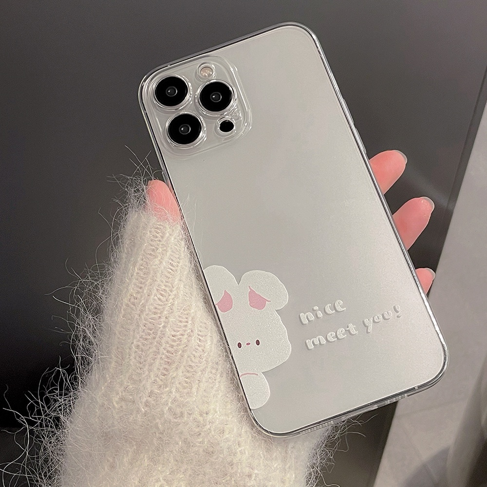 เคสโทรศัพท์มือถือ-tpu-ใส-กันตก-ลายกระต่ายน่ารัก-เรียบง่าย-สําหรับ-iphone-11-12-13-14-15-pro-max-7plus-8plus-xr-xs