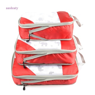 Aasleaty 3 ชิ้น / เซต ลูกบาศก์บีบอัด บรรจุ กระเป๋าเดินทาง กระเป๋าเดินทาง ชุดจัดระเบียบ พับได้