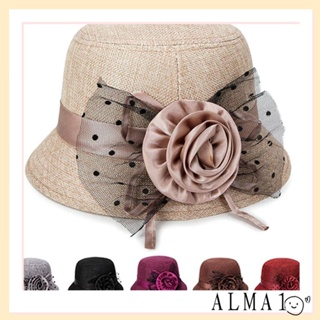 Alma หมวกโบลเลอร์ ผ้าตาข่าย ลายจุด ดอกไม้ สําหรับผู้หญิง