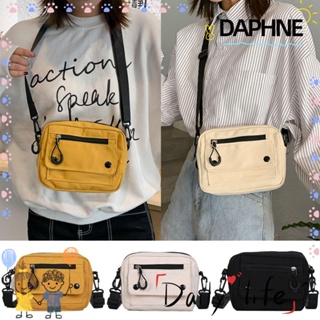Daphne กระเป๋าสะพายไหล่ กระเป๋าถือ ผ้าแคนวาส สีพื้น ใส่โทรศัพท์มือถือได้ สําหรับผู้ชาย และผู้หญิง