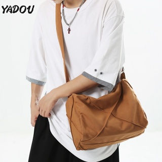 YADOU กระเป๋าถือผ้าใบความจุขนาดใหญ่ของผู้ชายกระเป๋าสะพายไหล่ข้างเดียวที่เป็นที่นิยมและหลากหลาย