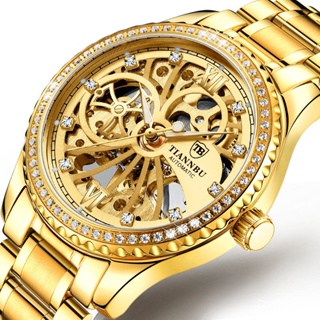Tiannbu Brand Watch [พร้อมส่ง] 1036 นาฬิกาข้อมืออัตโนมัติ สายเหล็กเรืองแสง กันน้ํา ระดับไฮเอนด์