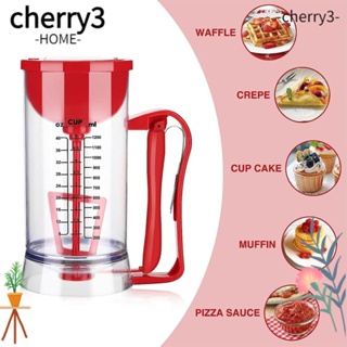 Cherry3 เครื่องแยกแป้ง พร้อมฉลากตวง ซิลิโคน สําหรับทําเบเกอรี่ คัพเค้ก วาฟเฟิล มัฟฟิน