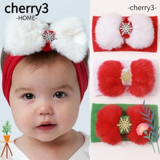 Cherry3 ที่คาดศีรษะ ผ้าปุยยืดหยุ่น เครื่องประดับผมคริสต์มาส สําหรับเด็กผู้หญิง