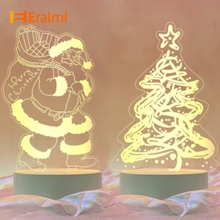 Eralml โคมไฟตั้งโต๊ะ Usb ลายซานตาคลอส 3d สําหรับตกแต่งบ้าน ห้องนอน ต้นคริสต์มาส