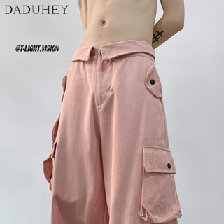 DaDuHey🔥 Mens Hong Kong Style Fashion Loose Casual Pants 2023 New Trendy All-Matching Multi-Pocket Cargo Pants