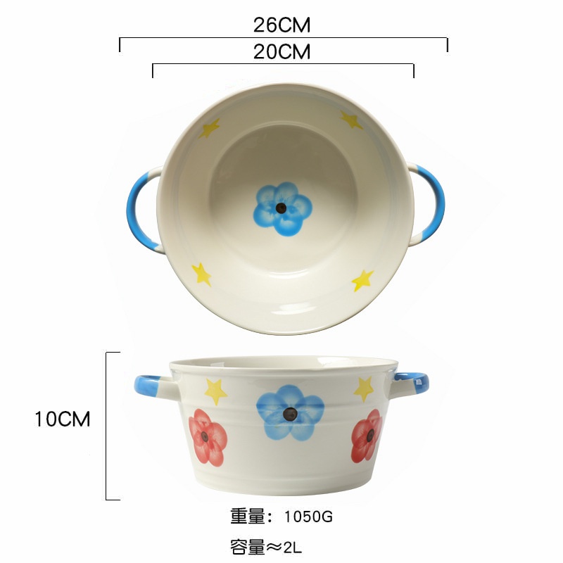 ชามซุปเซรามิค-ขนาดใหญ่-ลายดอกไม้-ของใช้ในครัวเรือน-สไตล์นอร์ดิก-สําหรับใส่ซุป-ก๋วยเตี๋ยว