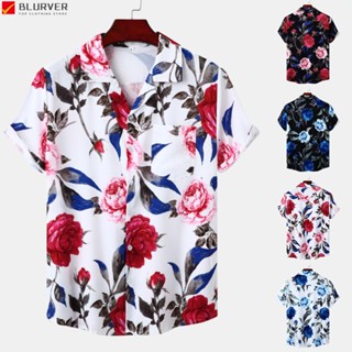 เสื้อเชิ้ตลําลอง ผ้าฝ้ายผสม ลายดอกไม้ ระบายอากาศ ใส่สบาย สําหรับผู้ชาย