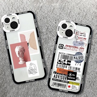 เคสโทรศัพท์มือถือแบบนิ่ม ลายฉลากสติกเกอร์ รูปปั้นบาร์โค้ด สไตล์เรโทร สําหรับ Samsung Galaxy A03 A04 A04E A14 A54 A34 A51 A71 A31 A11 A12 A50 A50S A30S A20S A10 A10S A02S A03S A04S A20 A30