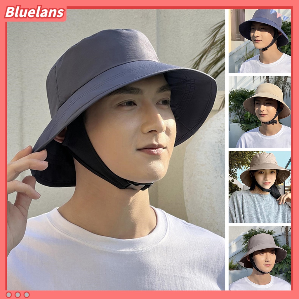bluelans-หมวกปีกกว้าง-กันแดด-กันลม-ระบายอากาศ-ทรงโดมแบน-สีพื้น-เครื่องประดับแฟชั่น-สําหรับทุกเพศ