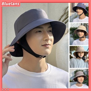 【 Bluelans 】หมวกปีกกว้าง กันแดด กันลม ระบายอากาศ ทรงโดมแบน สีพื้น เครื่องประดับแฟชั่น สําหรับทุกเพศ