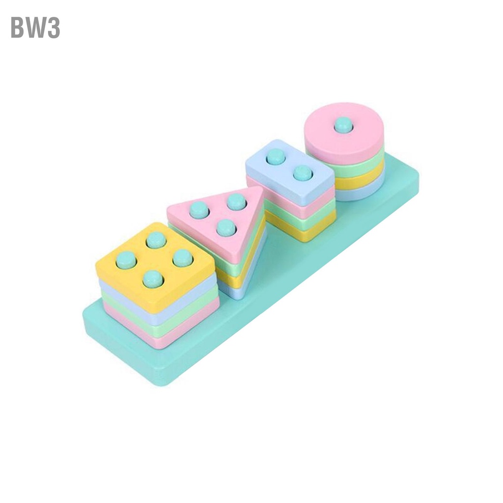 bw3-4-คอลัมน์บล็อกอาคารของเล่นสีต่างๆรูปทรงไม้ซ้อนของเล่นเพื่อการศึกษา