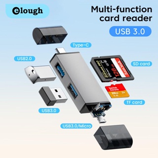 Elough 7 in 1 อะแดปเตอร์การ์ดรีดเดอร์ Micro USB เป็น Type C USB 3.0 ความเร็วสูง อเนกประสงค์