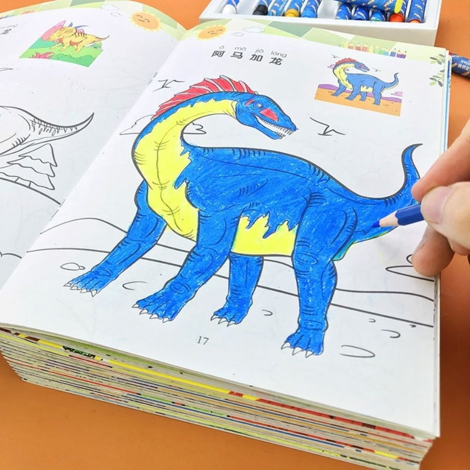 hot-sale-dinosaur-painting-book-coloring-book-kindergarten-baby-enlightenment-educational-hand-painted-graffiti-book-children-fill-color-painting-book-8-9li