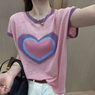 เสื้อยืดแขนสั้นลําลอง ผ้าฝ้ายแท้ ขนาดเล็ก เข้ากับทุกการแต่งกาย แฟชั่นฤดูร้อน สําหรับสตรี 2023