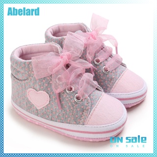 Abelard รองเท้าผ้าใบ พื้นนิ่ม กันลื่น รูปหัวใจน่ารัก สําหรับเด็กผู้หญิง 0-1 ปี