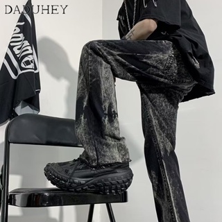 DaDuHey🔥 Mens Trendy Wild Straight Casual Pants 2023 New Korean Style Retro Color Matching Jeans