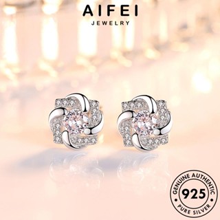 AIFEI JEWELRY หนีบ มอยส์ซาไนท์ไดมอนด์ แฟชั่น แท้ โคลเวอร์ธรรมดา ต้นฉบับ เครื่องประดับ Silver ผู้หญิง 925 ห่วง เงิน เครื่องประดับ ตุ้มหู เกาหลี ต่างหู E88