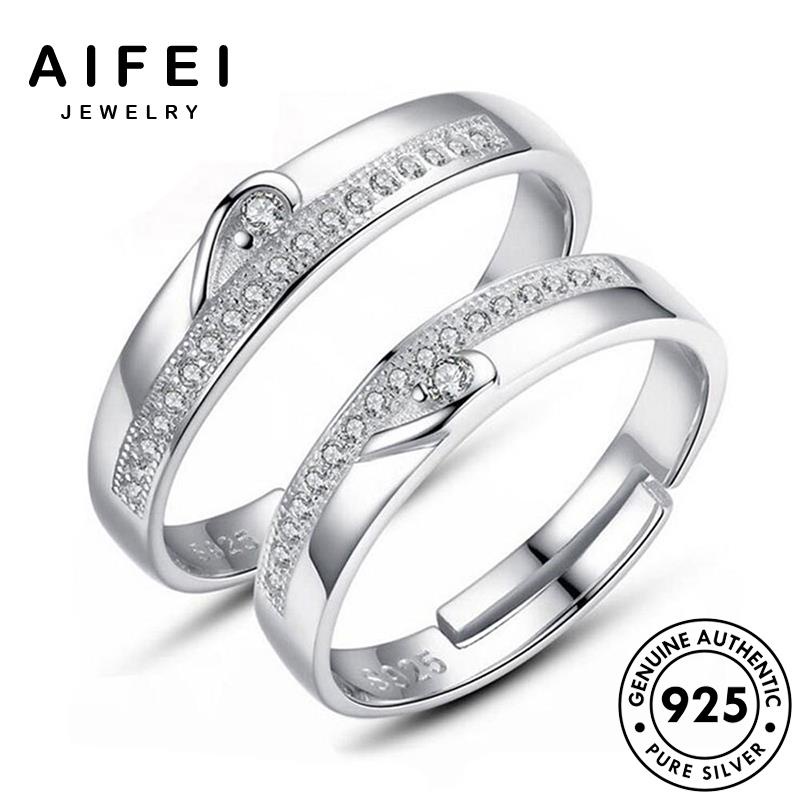 aifei-jewelry-แท้-เงิน-เครื่องประดับ-มอยส์ซาไนท์ไดมอนด์-925-คู่รัก-แหวน-เครื่องประดับ-แฟชั่น-เกาหลี-แฟชั่น-ต้นฉบับ-silver-r308