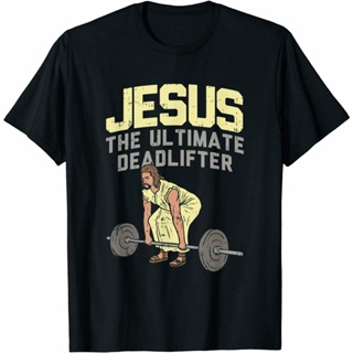เสื้อยืดใหม่👕 เสื้อยืด พิมพ์ลาย Deadlift Jesus I Christian สําหรับออกกําลังกาย ยกน้ําหนัก
