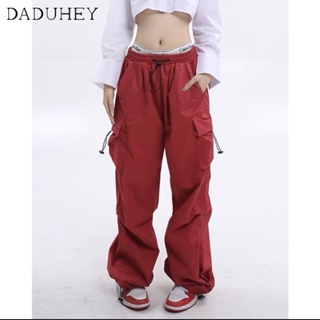 DaDuHey🎈 2023 New American Style Retro High Waist Jeans Womens Straight-Leg Trousers Loose Wide Leg Cargo Pants