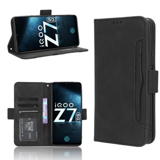 เคสหนัง PU ฝาพับแม่เหล็ก พร้อมช่องใส่บัตรหลายช่อง สําหรับ Vivo IQOO Z7 Z7X 5G