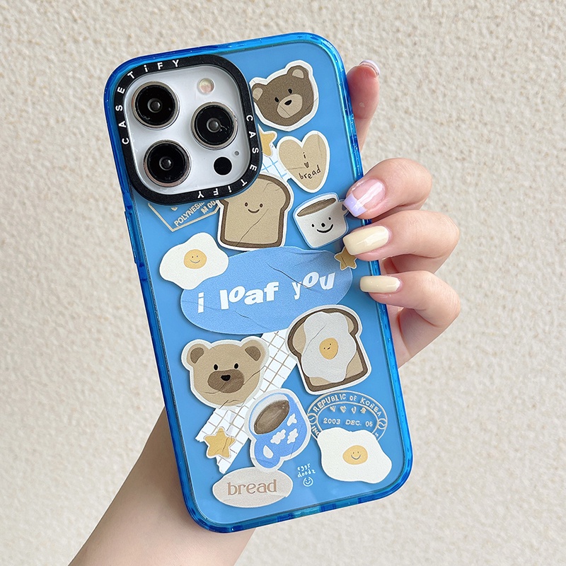 glitter-shiny-เคสโทรศัพท์มือถืออะคริลิคใส-แบบแข็ง-กันกระแทก-ลายแมว-หมี-ขนมปัง-สําหรับ-iphone14-13-12-11-pro-max