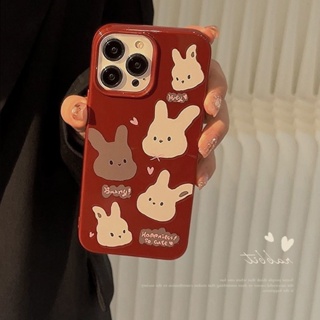 Red Rabbit Phone Case For Iphone14pro Max Phone Case for Phone 12 New 11 Girl Xs Soft Case 13 Wine Red