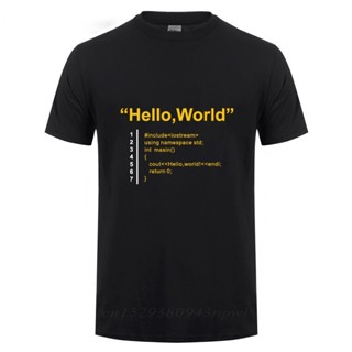 เสื้อยืดผ้าฝ้าย พิมพ์ลาย Hello World ของขวัญวันเกิด สําหรับผู้ชาย