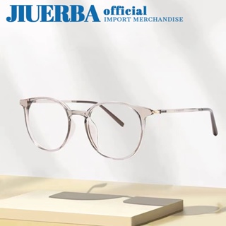 JIUERBA แว่นตาป้องกันรังสี / แฟชั่น ผู้ชายและผู้หญิง ทรงกลม คลาสสิก ป้องกันแสงสีฟ้า แว่นตาแบรนด์