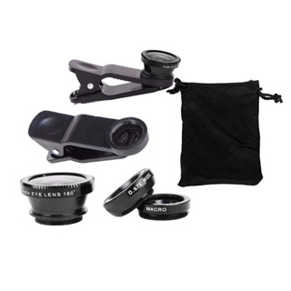 360 องศา Rotate Clip Camera Lens Kits Fish Lens Wide Angle Macro Lens