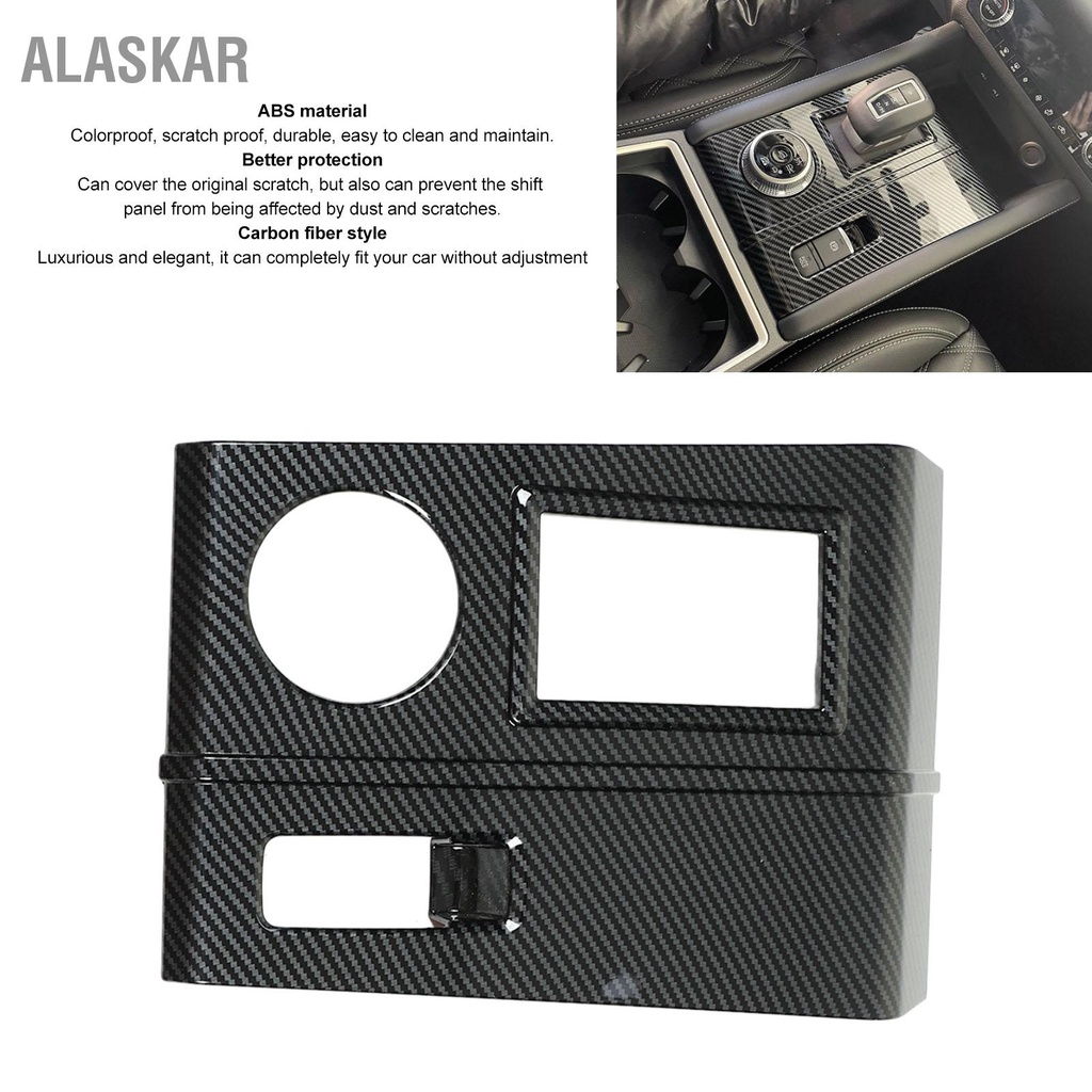 alaskar-กล่องเปลี่ยนเกียร์กล่องกรอบฝาครอบคาร์บอนไฟเบอร์เกียร์เปลี่ยนฝาครอบแผงสำหรับ-mitsubishi-outlander-2023