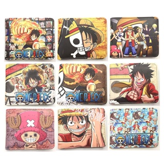 กระเป๋าสตางค์ หนัง PU ใบสั้น ลายการ์ตูนอนิเมะ One Piece Luffy Chopper Zoro สําหรับผู้ชาย และผู้หญิง